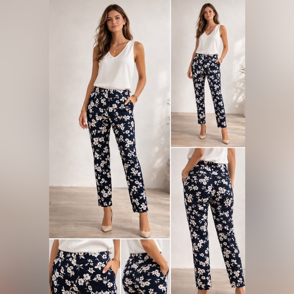 Banana Republic Pants - Banana Republic Navy Floral Trousers. Size 4. N/W Tags